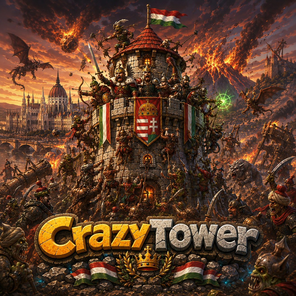 CrazyTower hős — védd a tornyot a szörnyhullámmal szemben